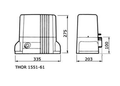 Чертеж с размерами привода для ворот THOR 1500KCE