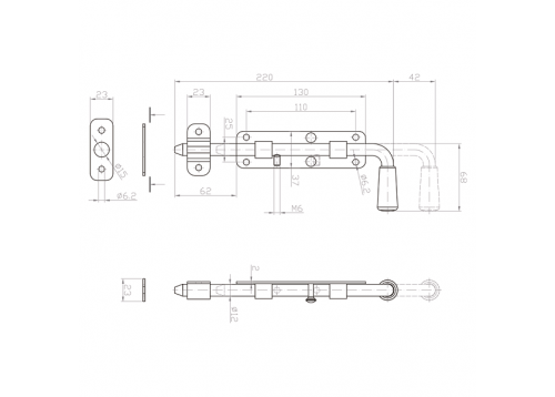 Засов воротный универсальный 220 мм. фото 2
